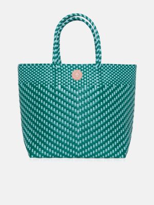 Πλεκτή Tote Bag Τυρκουάζ